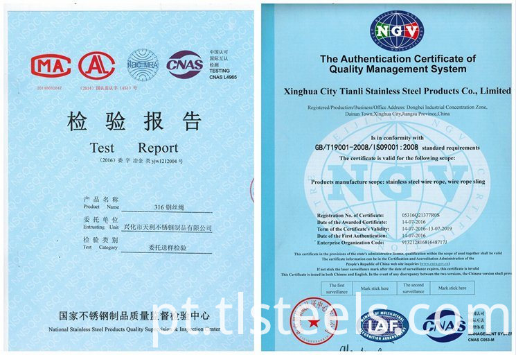 Cabo de aço inoxidável 304 não magnético Stainless Steel Wire Rope 304 Non Magnetic